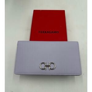 Women's Salvatore Ferragamo GANCINI bifold Wallet in light blue made in Italy